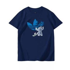 2025 스티치 루즈 티셔츠 커플웨어 조인트 코튼 반팔 대형 사이즈 남녀 공용 디즈니 소년 소녀 인기 상의