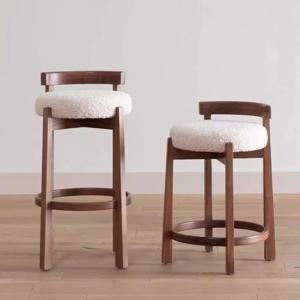 ZRetro 미니멀리스트 바 의자 솔리드 우드 아일랜드 릴렉스 어덜트 하이 체어 라이트 럭셔리 편안한 바 의자 홈 가구