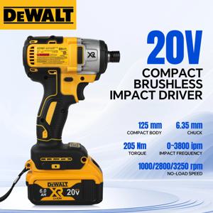 디월트 20V 컴팩트 임팩트 드라이버 205Nm 토크 0-3800ipm 3250rpm 퀵 체인지 척 포지티브/네거티브 스위치 건설용