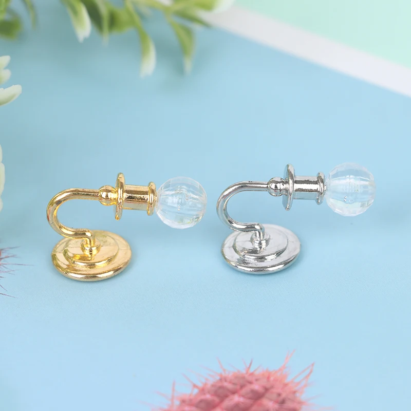 1쌍 1:12 인형의 집 미니어처 크리스탈 벽 조명 램프 모델 인형 집 장식