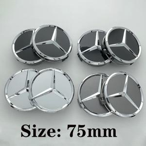 YYY---4개 75mm 광택 블랙 자동차 휠 센터 로고 허브 캡 (메르세데스 벤츠 AMG W211 W205 W213 W203 C218 A207 CLA CLS E 클래스용)