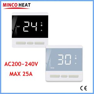 MINCO HEAT AC 220V±20% 바닥 난방실 온도 컨트롤러 최대 25A 4500W 디지털 온도 조절기(3m 프로브 센서 포함)