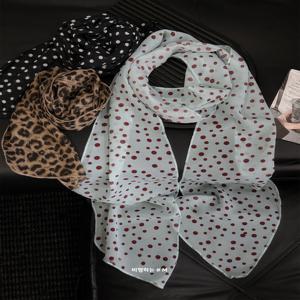 우아한 한국 스타일 여성용 롱 폴카 도트 스카프, 하늘색 봄 여름 레이지 스타일 넥 액세서리, 직사각형 숄