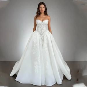 고급스러운 스윗하트 레이스 아플리케 신부 가운 A라인 웨딩드레스 맞춤 제작 2026 로드 드 모리