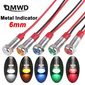 LED 금속 표시등, 방수 전원 신호 램프, 빨간색 노란색 파란색 녹색 흰색, DC3V, 5V, 6V, 12V, 24V, AC220V, 6mm