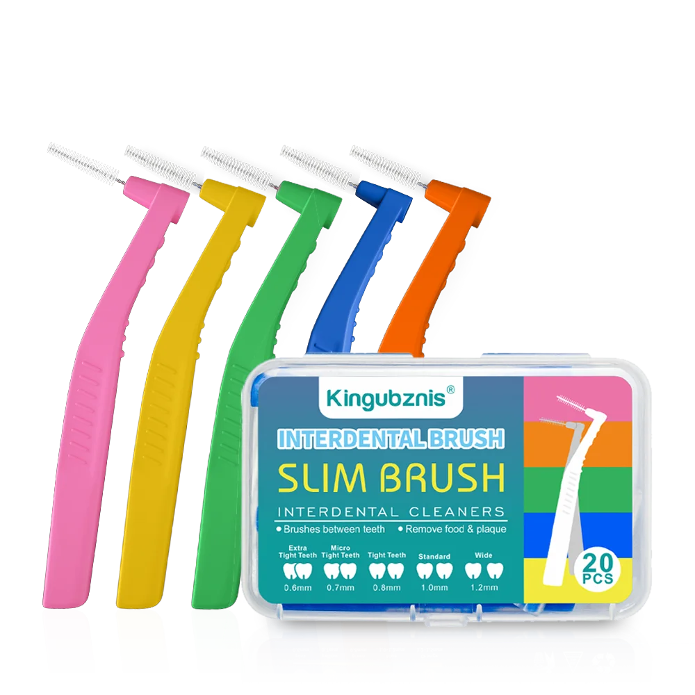 Kingubznis 20pcs 치과 교정 치과 용 치간 브러시 치아 사이 청소 도구 먼지 커버가있는 소프트 미니 브러시