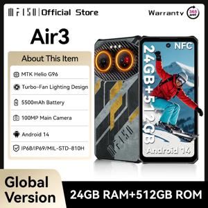 IIIF150 Air3 512GB 12GB 견고한 스마트폰 기계 100MP 카메라 다이나믹 아일랜드 초박형 견고한 30W 고속 충전 안드로이드 14 G96