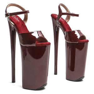 Leecabe 특허 PU 상단 섹시 이국적인 하이힐 플랫폼 파티 샌들, 스트리퍼 힐 폴 댄스 슈즈, 26cm, 10 인치
