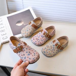 여아용 꽃무늬 플랫 슈즈, 어린이 구두 용수철, 다용도 어린이 패션, 캐주얼 신발, 부드러운 바닥, 가을 신상