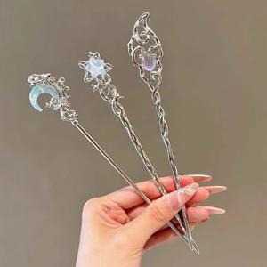 1/3pcs 프랑스어 헤어핀 여성 헤어 액세서리 달콤한 별 달 보석 매일 파티에 적합 유행 머리