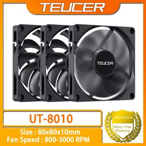 TEUCER UT-8010 섀시 냉각 팬 데스크탑 컴퓨터 CPU 냉각용 80x10mm 초박형 크기 PWM 4PIN