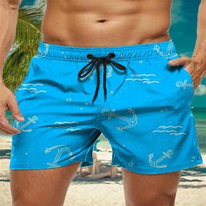 패션 요트 앵커 그래픽 짧은 바지 남성용 여름 트렌드 streetwear 3d 프린트 비치 반바지 캐주얼 오버 사이즈 수영복