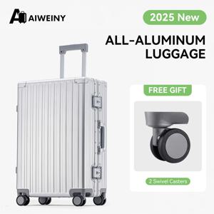 AIWEINY 모든 알루미늄 마그네슘 합금 트롤리 케이스 범용 휠 TSA 남성용 경량 수하물 탑승