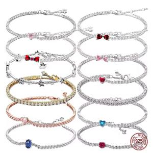 925 스털링 실버 여성용 고품질 패션 스타 테니스 팔찌 여성용 클래식 팔찌 발렌타인 데이 선물