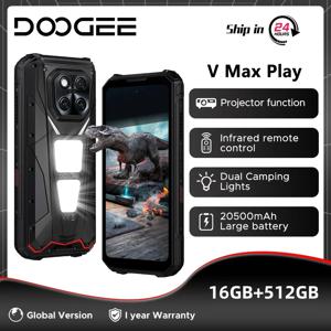 글로벌 버전 DOOGEE V Max 플레이 프로젝터 러기드 폰 16GB 512GB 6.78인치 120Hz 디멘시티 7300 200MP 카메라 듀얼 캠핑 라이트