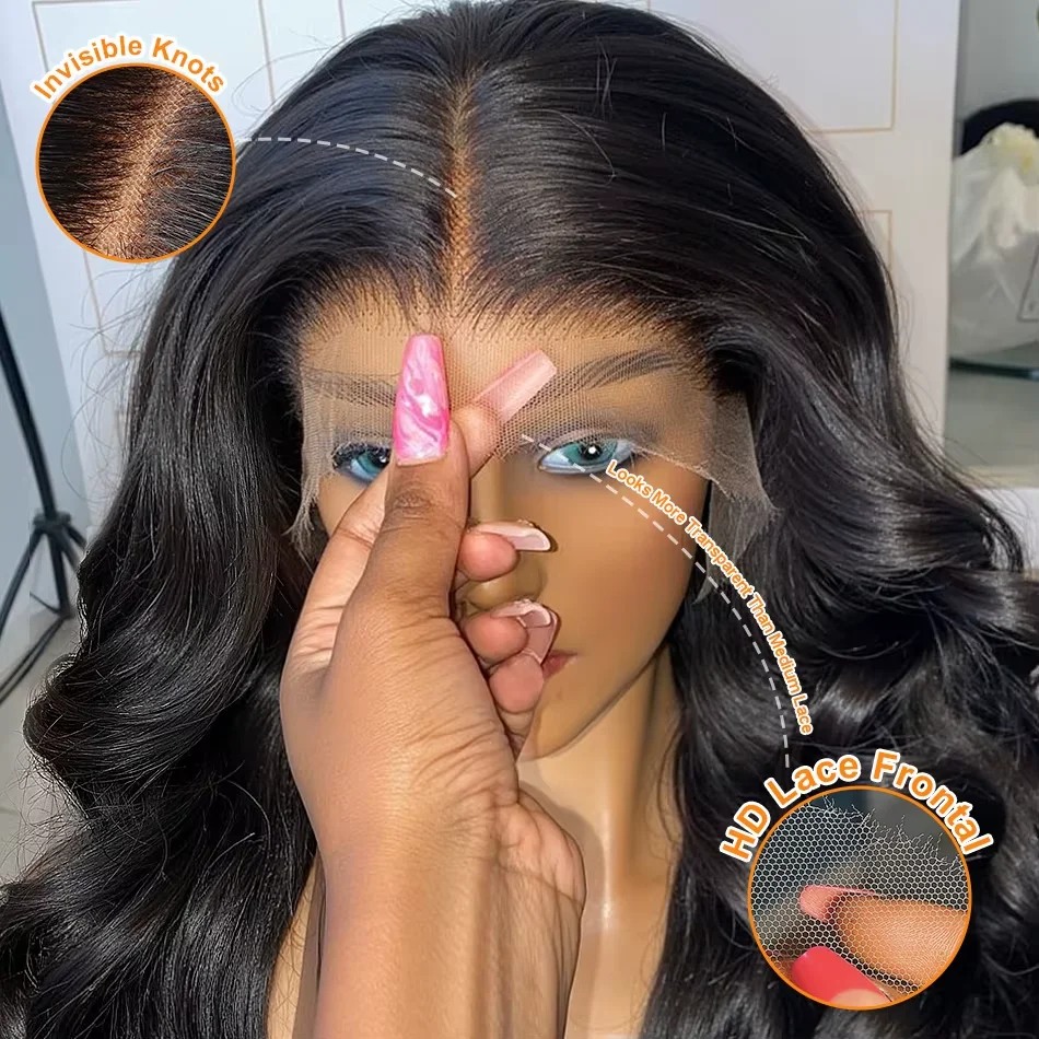 300 밀도 30 36인치 13x4 13x6 바디 웨이브 레이스 프론트 가발 5X5 글루리스 가발 미리 뽑아낸 머리카락 레이스 프론트 인모 가발