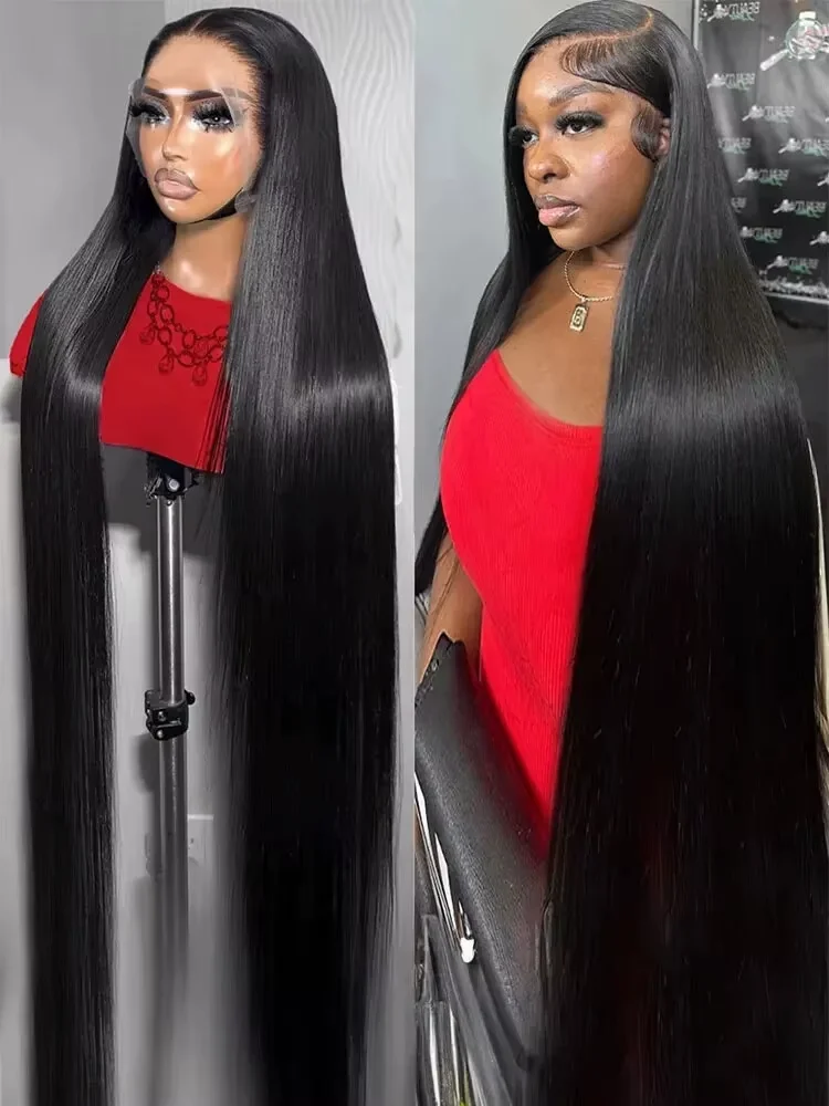 여성용 본 스트레이트 13x4 레이스 프론탈 가발 5x5 글루리스 인비지-드로스트링 블랙 인모 가발 13X6 레이스 프론트 인모 가발