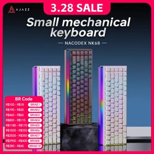 새로운 Ajazz Nacodex Nk68 기계식 키보드 지형 키캡 Rgb 라이트 바 68 키 유선 게임용 사무실 유선 연결 키보드