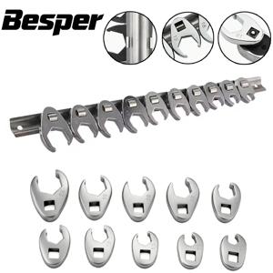 10피스 3/8인치 크로우풋 렌치 세트, 10-22mm 미터법 너트 렌치 도구 키트, 오픈 엔드 렌치 세트