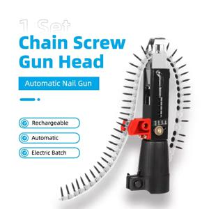 1 세트 체인 스크류 건 헤드 자동 네일 건 전기 배치 목공 장식 충전식 셀프 태핑 스크루 드라이버