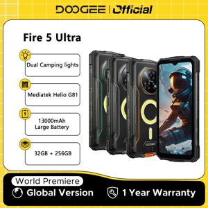글로벌 버전 DOOGEE Fire 5 울트라 러기드 폰 32GB+256GB 13000mAh 배터리 미디어텍 헬리오 G81 6.6인치 48MP 카메라 캠핑 라이트