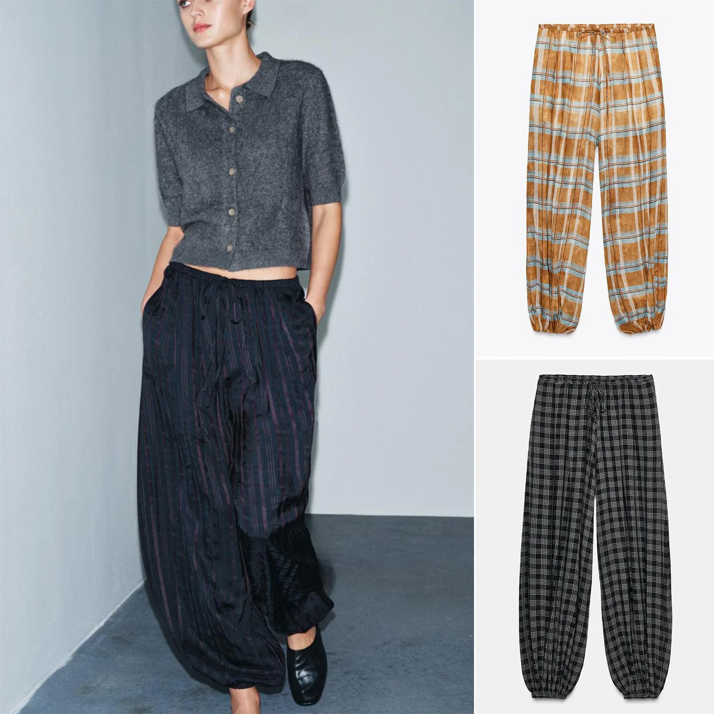 겨울 신상 여성 캐주얼 플래드 플레어 팬츠 하이웨이스트 스트레이트 레그 폴리에스터 섬유 미드 스트레치 통근 스타일 가을 2025