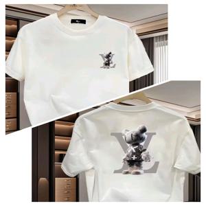 2026 봄 여름 신상 레트로 레터 핸드페인팅 그래피티 재미있는 프린트 라운드넥 남녀 패션