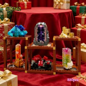 2026년 신제품 880PCS 21362 광물 컬렉션 보석 투명 입자 휴일 선물 블록 장난감 소년 소녀용
