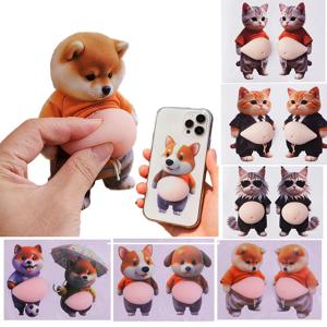 귀여운 강아지 3D 복부 풍선 스티커, 압착 가능한 3D 부드러운 고양이 복부 스티커 (휴대폰 케이스, 노트북, 스크랩북킹, DIY 장식용)