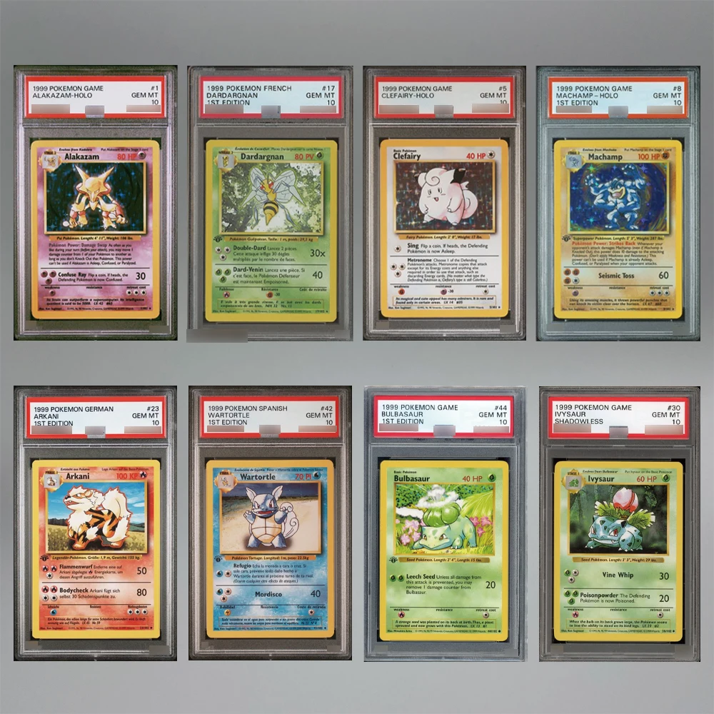 DIY 애니메이션 PTCG 1999 영어 버전 카드 Charizard Arcanine Bulbasaur 10포인트 희귀 등급 카드 애니메이션 게임 카드 선물 장난감