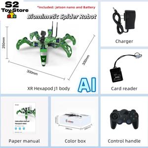 XiaoR Geek Hexapod 생체공학 거미 로봇, NVIDIA Jetson Nano AI 시각 인식, Python 프로그래밍, OpenCV, 역변위학 기술 탑재