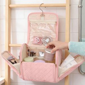 여행용 메이크업 가방 걸이식 화장품 정리함 방수 세면도구 보관함 후크 포함 다중 수납공간 대용량 휴대용 가방