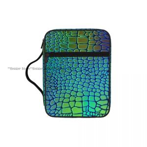 동물 뱀 무늬 악어 패턴 성경 가방 지퍼 손잡이 핸드백 성경 커버 케이스 성경 보관 가방