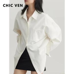 CHIC VEN 한국 여성 긴팔 셔츠 루즈 한 여성 탑 패션 여성 블라우스 Office Lady Coat 2025 봄 가을 의류