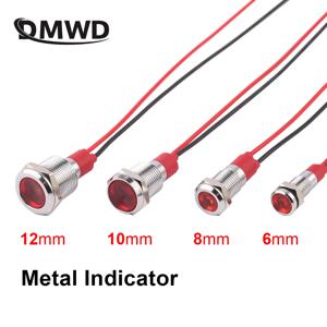 6/8/10/12mm 방수 경고 LED 금속 표시기 3-6V 12-24V 110-220V 기계 자동차 작동, 빨간색 노란색 파란색 녹색 흰색