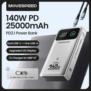 MOVESPEED M25Pro 140W 파워 뱅크 25000mAh PD3.1 고속 충전 휴대용 외장 배터리 100W 파워뱅크 맥북 노트북용