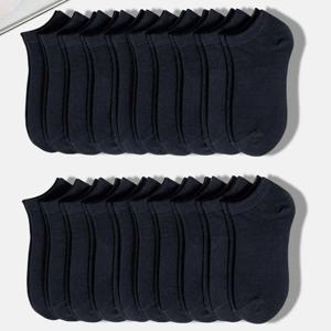 20 쌍 남성 솔리드 블랙 발목 양말 냄새 방지 항균 통기성 고품질 단순 유행 다목적 캐주얼 양말