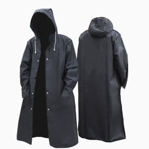 남녀공용 성인용 롱 레인코트 – 하이킹 및 아웃도어용 두꺼운 후드 레인코트