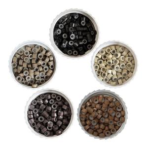 마이크로 실리콘 안감 링/비즈, 마이크로 링 링크 크림프 비즈, 헤어 연장 도구, 가발 헤어 익스텐션, 100 개, 5.0*3.0*3.0mm