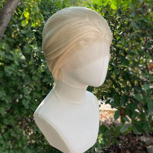 남성용 밝은 금발 레이스 프론트 가발 짧은 밥 컷 합성 머리 13x4 레이스 프론트 가발 여성용 무료 부품 자연 헤어 라인 150%