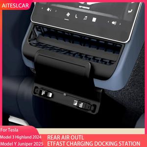 테슬라 모델 Y 주니퍼 2025 모델 3 하이랜드 2024 리어 에어벤트용 후면 스크린 확장 도크 고속 충전 허브 전원 분배기