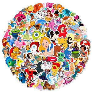 100Pcs 디즈니 혼합 만화 스티커 미키 데칼 DIY 노트북 수하물 전화 오토바이 방수 스티커 어린이 장난감