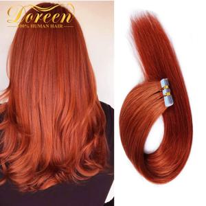 인모 연장용 Doreen 구리 레드 테이프 16~24인치 50g/세트 PU 심리스 스킨 웨프트 350 #   컬러 헤어 익스텐션 테이프