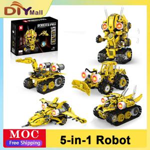 5-in-1 프로그래밍 가능한 로봇 블록 키트 원격/앱 제어 디지털 디스플레이 컬러 센서 STEM 장난감 어린이 및 성인용
