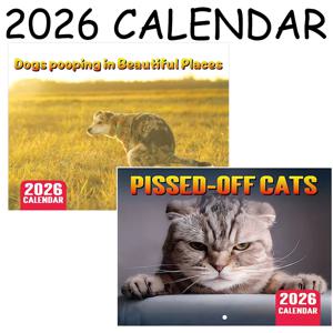 2026 똥싸는 개와 화가난 고양이 달력 걸이형 창의적인 월간 플래너 일정표 가정 장식 벽걸이 달력