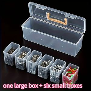 전문가용 7종 공구 정리 세트, 투명 부품 보관함(칸막이 포함)-나사, 렌치 및 DIY 하드웨어용 휴대용 케이스