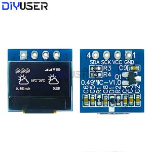 DIYUSER 0.49인치 OLED 디스플레이 LCD 모듈 흰색 0.49인치 화면 64x32 I2C IIC 인터페이스 SSD1306 드라이버(아두이노 AVR STM32용)