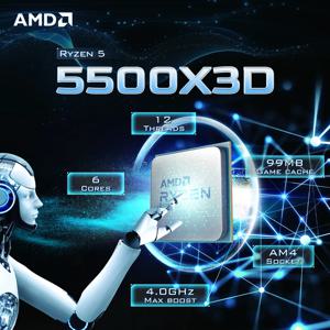 AMD Ryzen 5 5500X3D 3GHz 6코어 12스레드 소켓 AM4 새 게이밍 프로세서 DDR4 L3=96M 105W 7NM R5 5500X3D (팬 미포함)