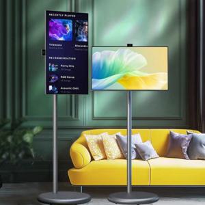 저렴한 가격의 32인치 휴대용 스마트 TV, 스탠드 포함, 안드로이드 15, 회전 가능한 LCD 모니터, 교실 및 사무실용 일체형 태블릿 PC