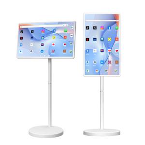 32인치 회전식 스마트 휴대용 TV, 안드로이드 12, 마그네틱 카메라, LCD 디스플레이, 바퀴 달린 광고 화면(가정용)